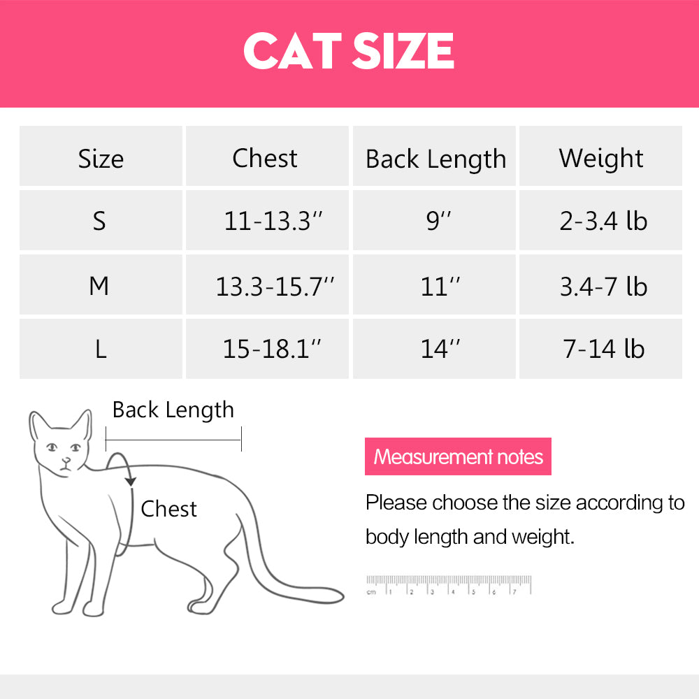 Cat Professional Recovery Suit for Abdominal Wounds or Skin Diseases, E-Collar Alternative for Cats and Dogs, After Surgery Wear, Pajama Suit