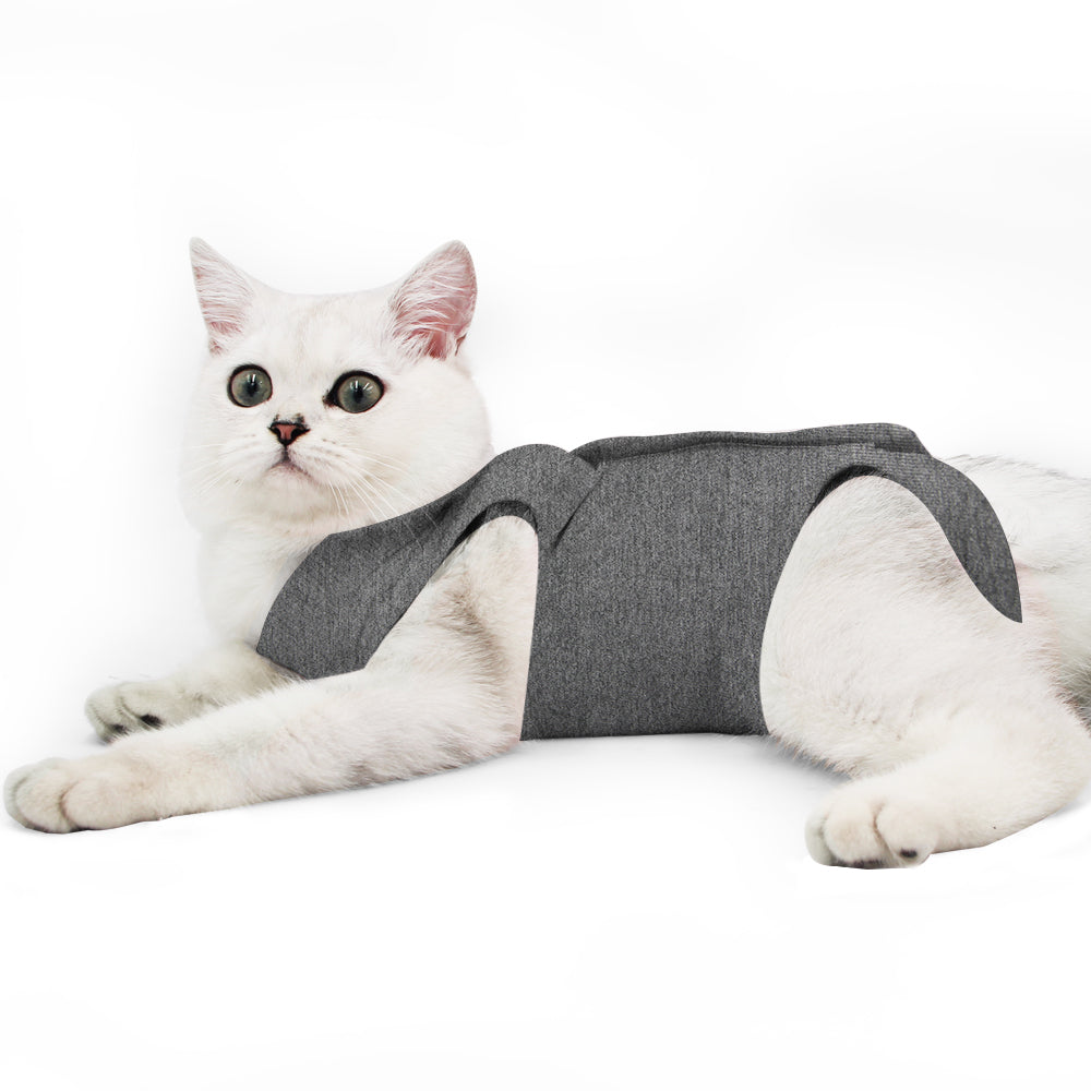 Cat Professional Recovery Suit for Abdominal Wounds or Skin Diseases, E-Collar Alternative for Cats and Dogs, After Surgery Wear, Pajama Suit