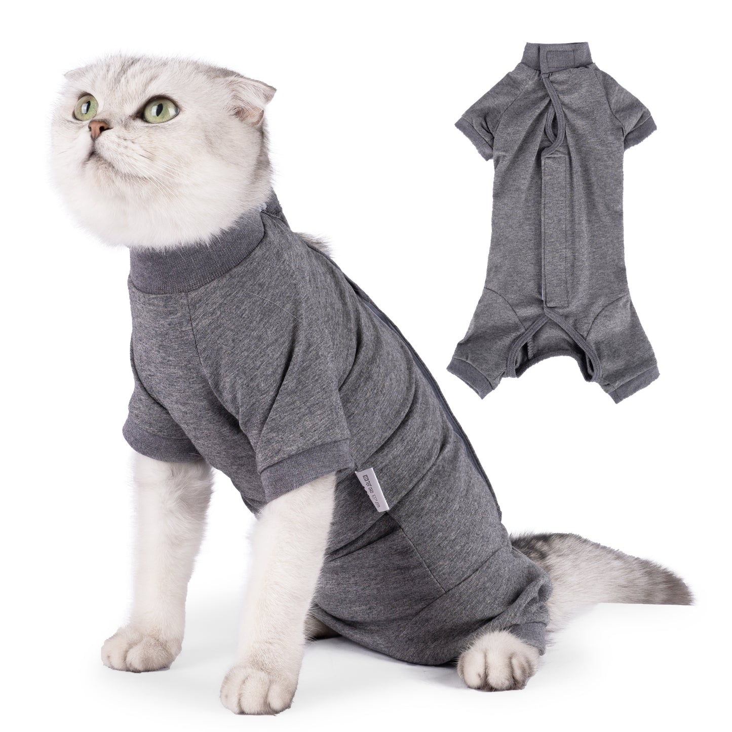 Cat Recovery Suit After Surgery for Female Male Pet Surgical Pajamas Long Sleeve Prevent Shedding Recovery Snugly Suit&E Collar Alternative Onsies for Cats