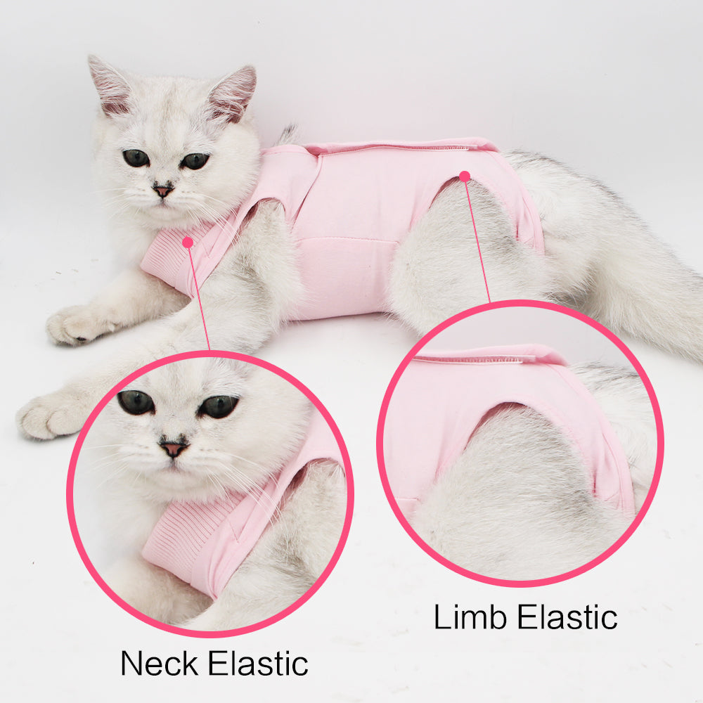 Cat Professional Recovery Suit for Abdominal Wounds or Skin Diseases, E-Collar Alternative for Cats and Dogs, After Surgery Wear, Pajama Suit