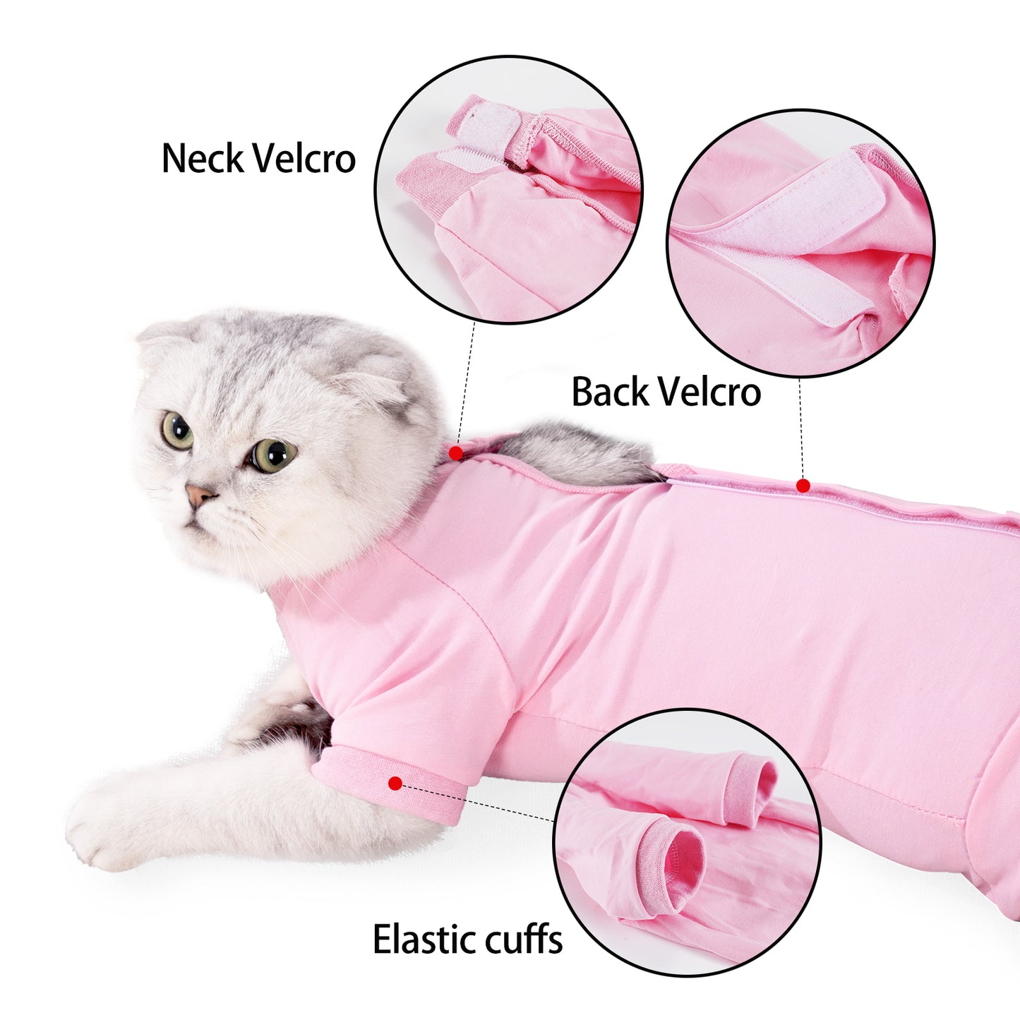 Cat Recovery Suit After Surgery for Female Male Pet Surgical Pajamas Long Sleeve Prevent Shedding Recovery Snugly Suit&E Collar Alternative Onsies for Cats