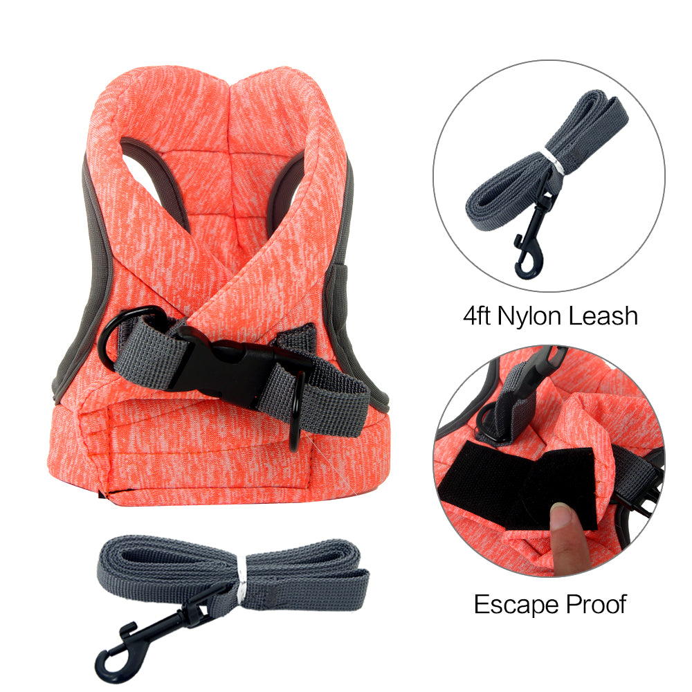 Cat Harness Leash Straps Soft and Comfortable Cat Walking Jacket with Running Cushioning and Escape Proof for Puppies with Cationic Fabric