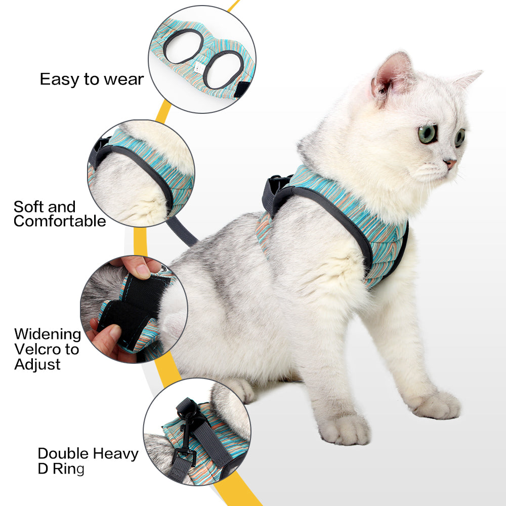 Cat Harness and Leash - Ultra Light Escape Proof Kitten Collar Cat Walking Jacket with Running Cushioning Soft and Comfortable Suitable for Puppies Rabbits