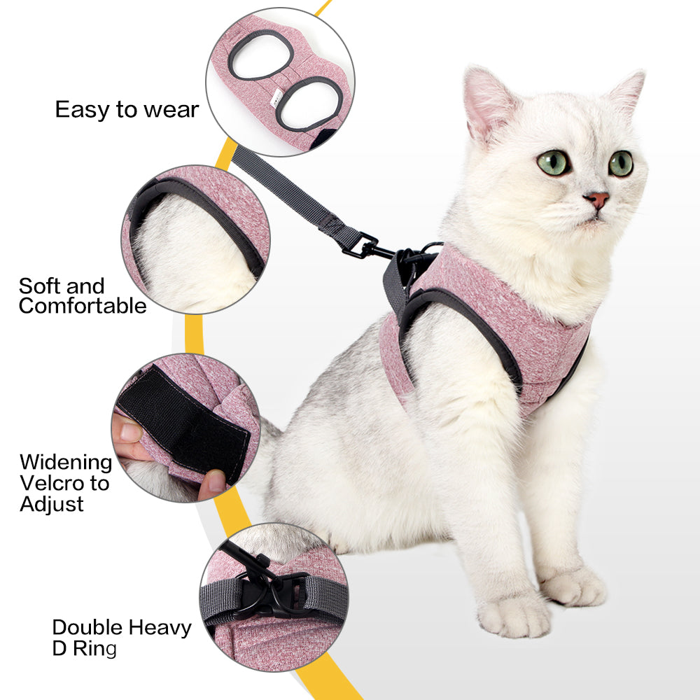 Cat Harness and Leash - Ultra Light Escape Proof Kitten Collar Cat Walking Jacket with Running Cushioning Soft and Comfortable Suitable for Puppies Rabbits