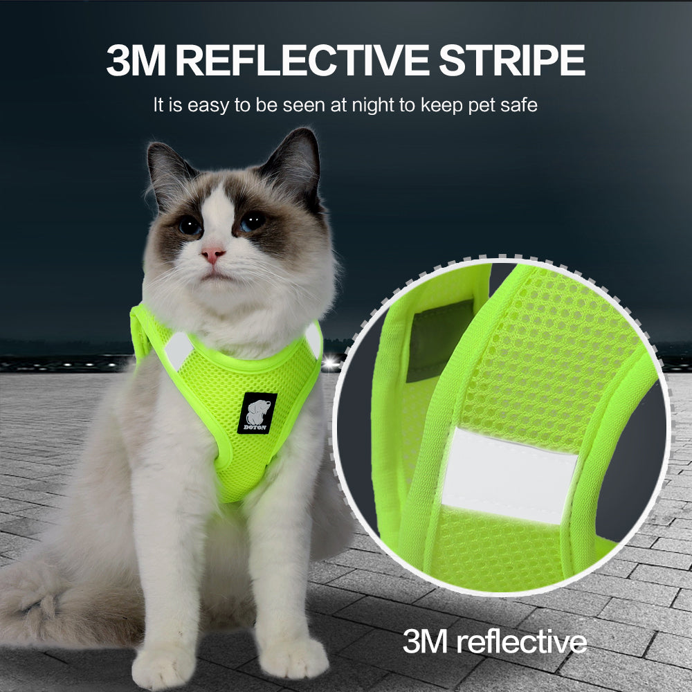 Cat Harness Leash Straps Soft and Comfortable Cat Walking Jacket with Running Cushioning and Escape Proof for Puppies with Cationic Fabric